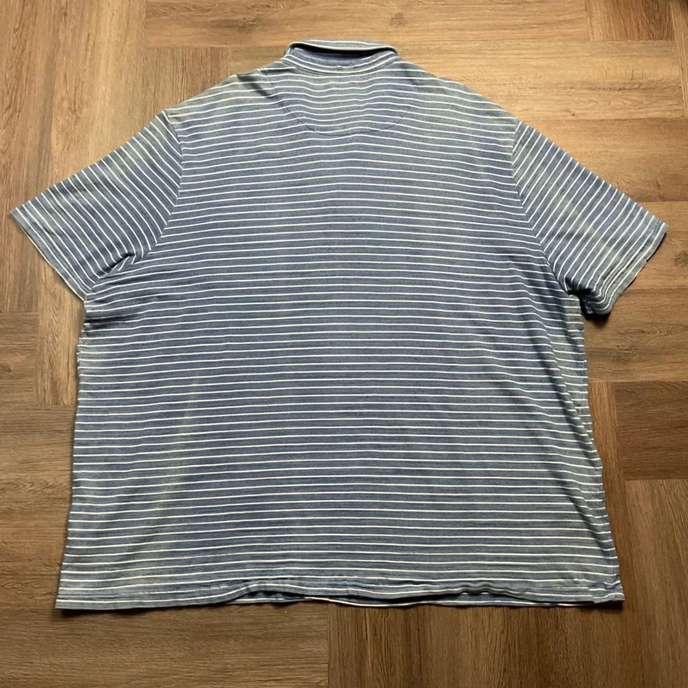 johnnie-O Mens Striped Short Sleeve Cotton Pocket Polo Shirt  4XL Blue White